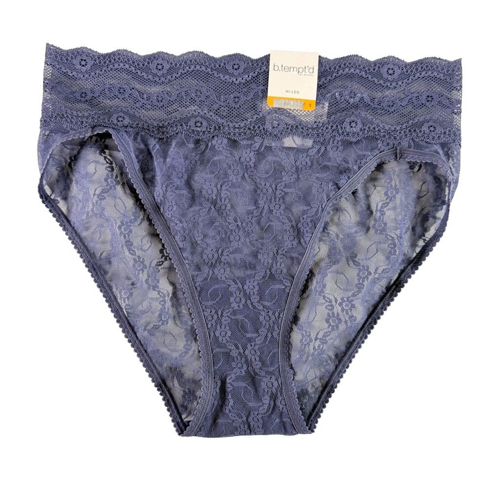 b.tempt'd by Wacoal Lace'n Smooth Hi-Leg Panty 978382 Blue Fog Small NWT